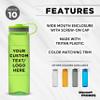 DISCOUNT PROMOS Custom Wide Mouth Water Bottles 26 oz. Set of 10, Personalized Bulk Pack - BPA Free, Great for Gym, Camping, Backpacking, School - Lime Green view 2