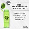 DISCOUNT PROMOS Custom Wide Mouth Water Bottles 26 oz. Set of 10, Personalized Bulk Pack - BPA Free, Great for Gym, Camping, Backpacking, School - Lime Green view 3