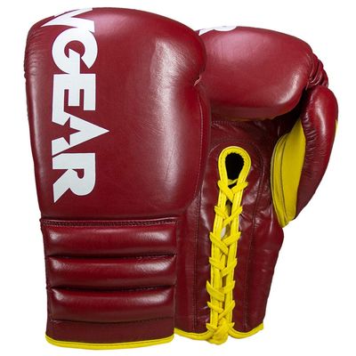 Revgear S4 Sentinel Lace Pro Leather Gel Boxing Gloves | Ridged Wrists for Protection | Multi-Layer Gel Padding (Red, 10 OZ)