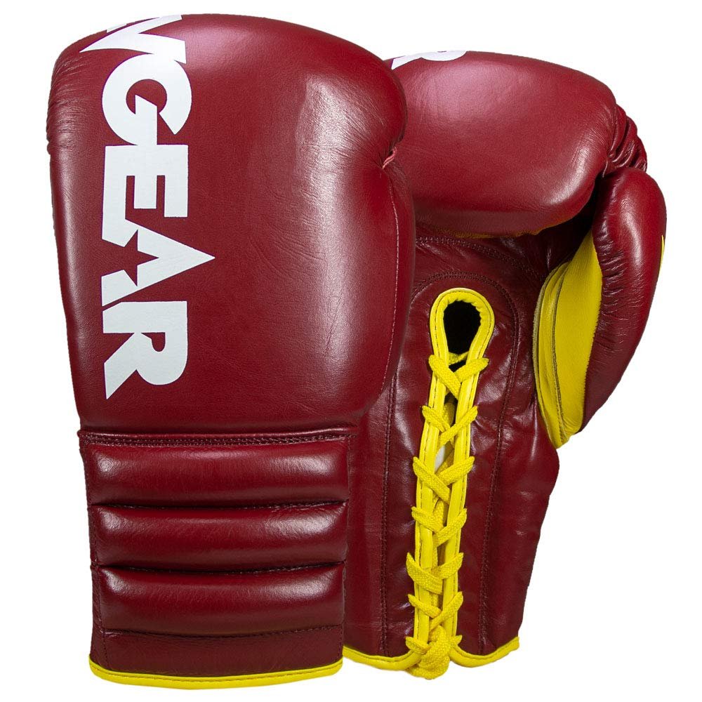 Revgear S4 Sentinel Lace Pro Leather Gel Boxing Gloves | Ridged Wrists for Protection | Multi-Layer Gel Padding (Red, 10 OZ)
