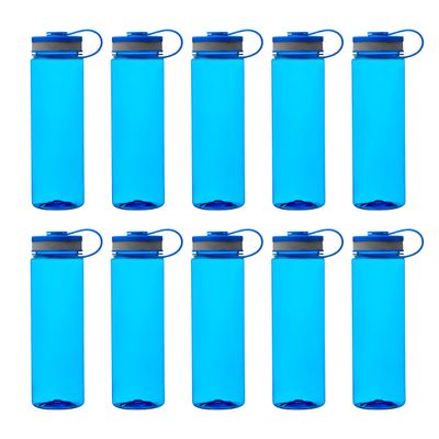 DISCOUNT PROMOS Wide Mouth Water Bottles 26 oz. Set of 10, Bulk Pack - BPA Free, Great for Gym, Camping, Backpacking, School - Blue