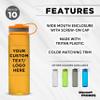 DISCOUNT PROMOS Custom Wide Mouth Water Bottles 26 oz. Set of 10, Personalized Bulk Pack - BPA Free, Great for Gym, Camping, Backpacking, School - Orange view 2