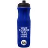 DISCOUNT PROMOS 50 Plastic Water Bottles Set, 26 oz. - Customizable Text, Logo - Black Push Top Lid - Blue view 1