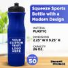 DISCOUNT PROMOS 50 Plastic Water Bottles Set, 26 oz. - Customizable Text, Logo - Black Push Top Lid - Blue view 4