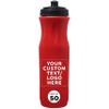 DISCOUNT PROMOS 50 Plastic Water Bottles Set, 26 oz. - Customizable Text, Logo - Black Push Top Lid - Red view 1