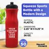 DISCOUNT PROMOS 50 Plastic Water Bottles Set, 26 oz. - Customizable Text, Logo - Black Push Top Lid - Red view 4