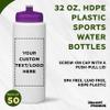 DISCOUNT PROMOS Custom HDPE Plastic Leak-Free Bottles 32 oz. Set of 50, Personalized Bulk Pack - BPA Free, Great for Gym, Camping, Backpacking, School - Trans Purple view 3