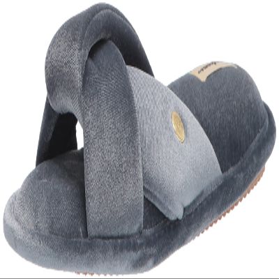 Dearfoams Women's Jules Shiny Velour Twist Vamp Slide Slipper, Flintstone, X-Large