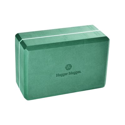 Hugger Mugger 4" Foam Yoga Block - Evergreen - strong and stable, beveled edges for comfort, most favored block size, helps with alignment and support in many poses
