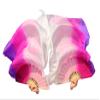 Winged Sirenny 43"(110 cm) Small Youth Worship Praise Fan Flag Streamers, Belly Dance Silk Fan Veil, Set of 2 (longside white-pink-purple) view 1