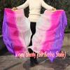Winged Sirenny 43"(110 cm) Small Youth Worship Praise Fan Flag Streamers, Belly Dance Silk Fan Veil, Set of 2 (longside white-pink-purple) view 3