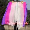 Winged Sirenny 43"(110 cm) Small Youth Worship Praise Fan Flag Streamers, Belly Dance Silk Fan Veil, Set of 2 (longside white-pink-purple) view 4