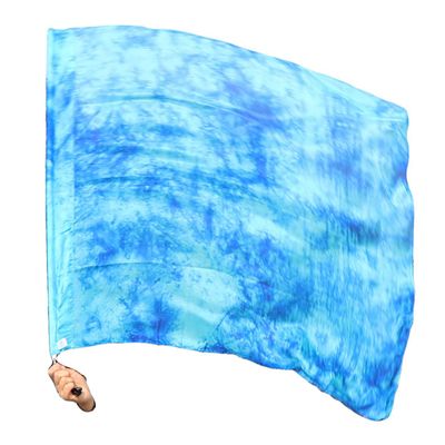 Winged Sirenny Silk Flag Poi with a Hard Rod, 40" rectangular Spinning Flowy Play Silk for Church Prophetic Worship Adoration Praise Dance (Blue Moon)