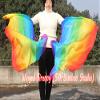 Winged Sirenny 43"(110 cm) Small Youth Worship Praise Fan Flag Streamers, Belly Dance Silk Fan Veil, Set of 2 (longside Rainbow) view 4