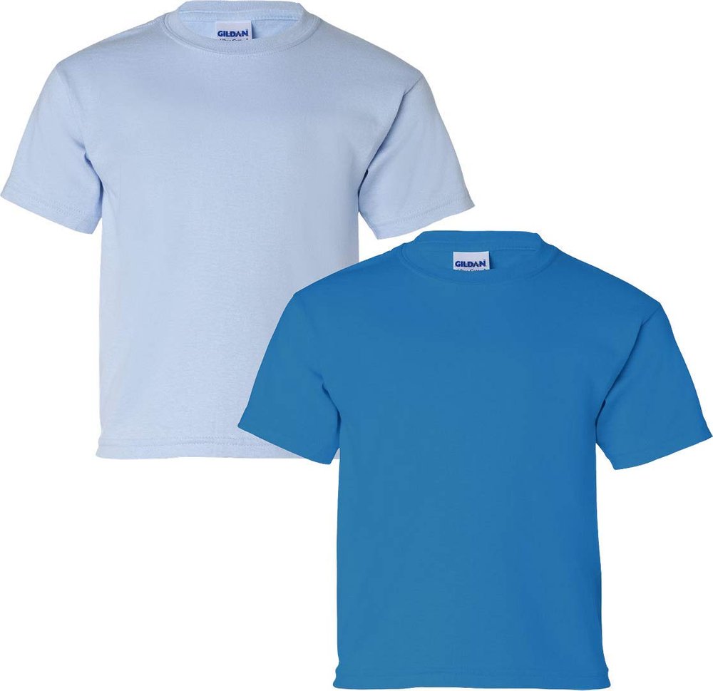 Gildan 2000B Youth Ultra CottonT-Shirt, 2-Pack LRG-LightBlue-Sapphire