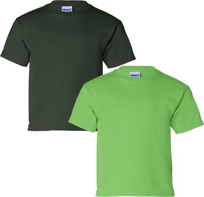 Gildan 2000B Youth Ultra CottonT-Shirt, 2-Pack LRG-Forest-Lime