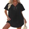 Ekouaer Swimsuit Cover Ups for Women Lace Crochet V-Neck Bikini Beach Coverups Dress for Swimwear Bathing Suit view 1