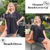 Ekouaer Swimsuit Cover Ups for Women Lace Crochet V-Neck Bikini Beach Coverups Dress for Swimwear Bathing Suit view 2