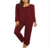 Ekouaer Womens Pajama Sets 2 Piece Lounge Set Fall Winter Pajamas Long Sleeve Pjs Top and Pants Soft Pj Sets Loose Sleepwear Wine Red view 1