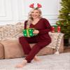 Ekouaer Womens Pajama Sets 2 Piece Lounge Set Fall Winter Pajamas Long Sleeve Pjs Top and Pants Soft Pj Sets Loose Sleepwear Wine Red view 3