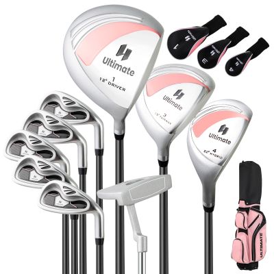 Tangkula 9/10 Pieces Women's Complete Golf Clubs Set Right Hand, Includes 460cc Alloy #1 Driver & #3 Fairway Wood & #4 Hybrid & #6/#7/#8/#9/#P Irons, Putter, Golf Club Set