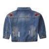 Toddler Kids Girls Boys Floral Print Ripped Denim Jacket Long Sleeve Button Down Trucker Jeans Jacket Top Coat Overcoat Basic Hoodie Casual Spring Fall Cowboy Outerwear Clothes Blue Rose 3-4 Years view 2