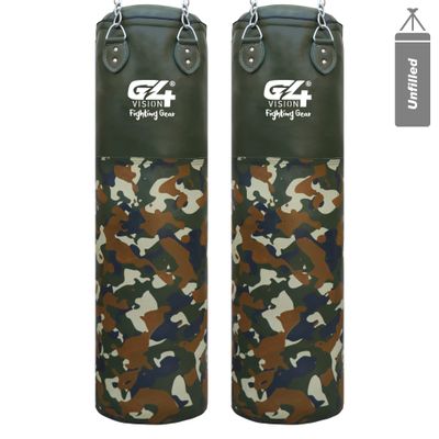 G4 Vision Camo Leather Cowhide Punch Bag Punching Kick Boxing Gloves Punchbag Heavy Bags MMA 4ft