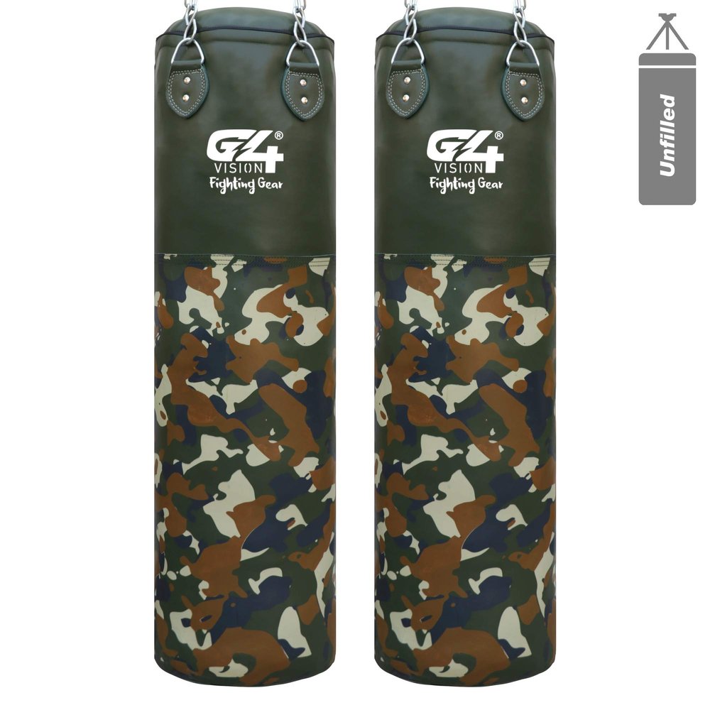 G4 Vision Camo Leather Cowhide Punch Bag Punching Kick Boxing Gloves Punchbag Heavy Bags MMA 4ft