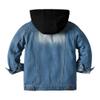 Toddler Kids Girls Boys Hooded Denim Jacket Long Sleeve Button Down Trucker Jeans Jacket Top Zipper Coat Overcoat Basic Hoodie Casual Spring Fall Cowboy Outerwear Clothes Blue Black Hat 12-18 Months view 2