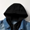 Toddler Kids Girls Boys Hooded Denim Jacket Long Sleeve Button Down Trucker Jeans Jacket Top Zipper Coat Overcoat Basic Hoodie Casual Spring Fall Cowboy Outerwear Clothes Blue Black Hat 12-18 Months view 3
