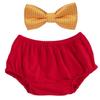 Infant Baby Girls Boys Cake Smash Clothes Diaper Cover Shorts Cotton Training Pants Bow Tie Set First 1st 2nd Birthday Outfit for Photo Prop Party Washable Reusable Elastic Bloomer #3 Red One Size view 1