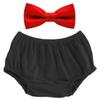 Infant Baby Girls Boys Cake Smash Clothes Diaper Cover Shorts Cotton Training Pants Bow Tie Set First 1st 2nd Birthday Outfit for Photo Prop Party Washable Reusable Elastic Bloomer 02#Black One Size view 1
