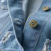 Toddler Kids Girls Boys Ripped Denim Jacket Long Sleeve Button Down Trucker Jeans Jacket Top Coat Overcoat Basic Hoodie Casual Spring Fall Cowboy Outerwear Winter Warm Clothes Light Blue 18-24 Months view 4