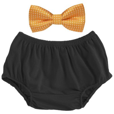 Infant Baby Girls Boys Cake Smash Clothes Diaper Cover Shorts Cotton Training Pants Bow Tie Set First 1st 2nd Birthday Outfit for Photo Prop Party Washable Reusable Elastic Bloomer #3 Black One Size