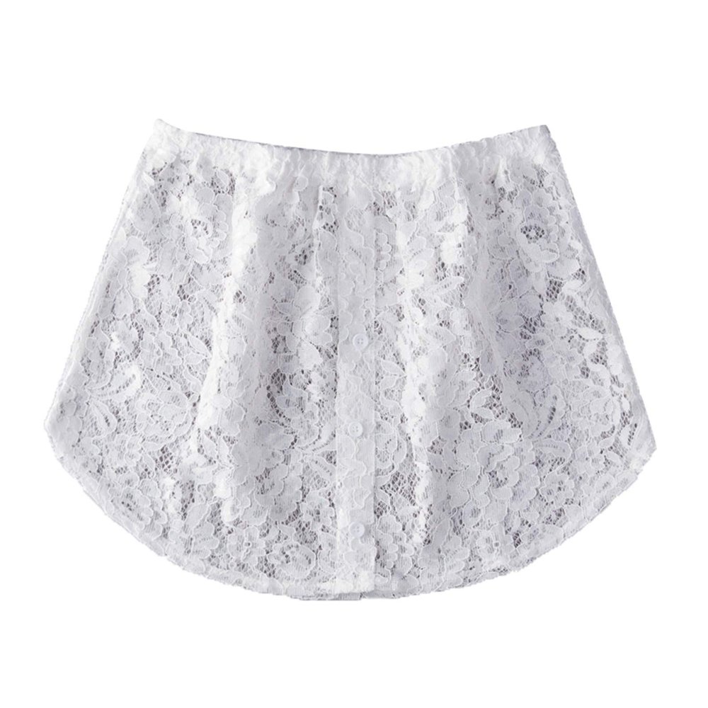 DIY Cloth Accessories,Skirt,Women Fake Shirt Tail Blouse Hem Skirt Removable Underskirt Sweater Extender - White M