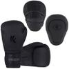Kruzak Matte Black Boxing Gloves and Focus Mitts Set for Kickboxing and Muay Thai MMA Training - Fitness Kit with Punching Pads for Martial Arts and Karate (Matte Black, 10 oz) view 1