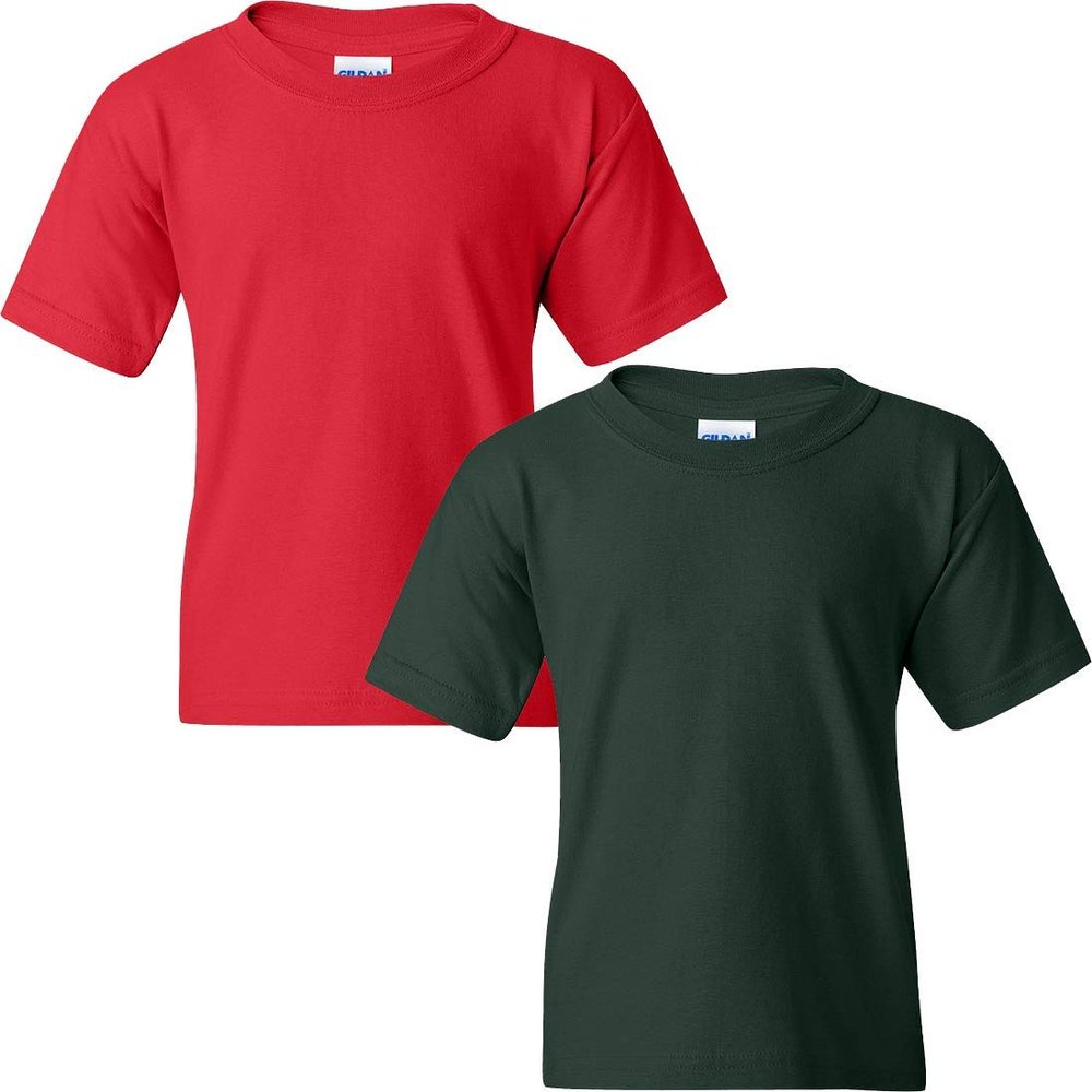 Gildan Kids' Big Heavy Cotton Youth T-Shirt, 2-Pack LRG-Red-Forest