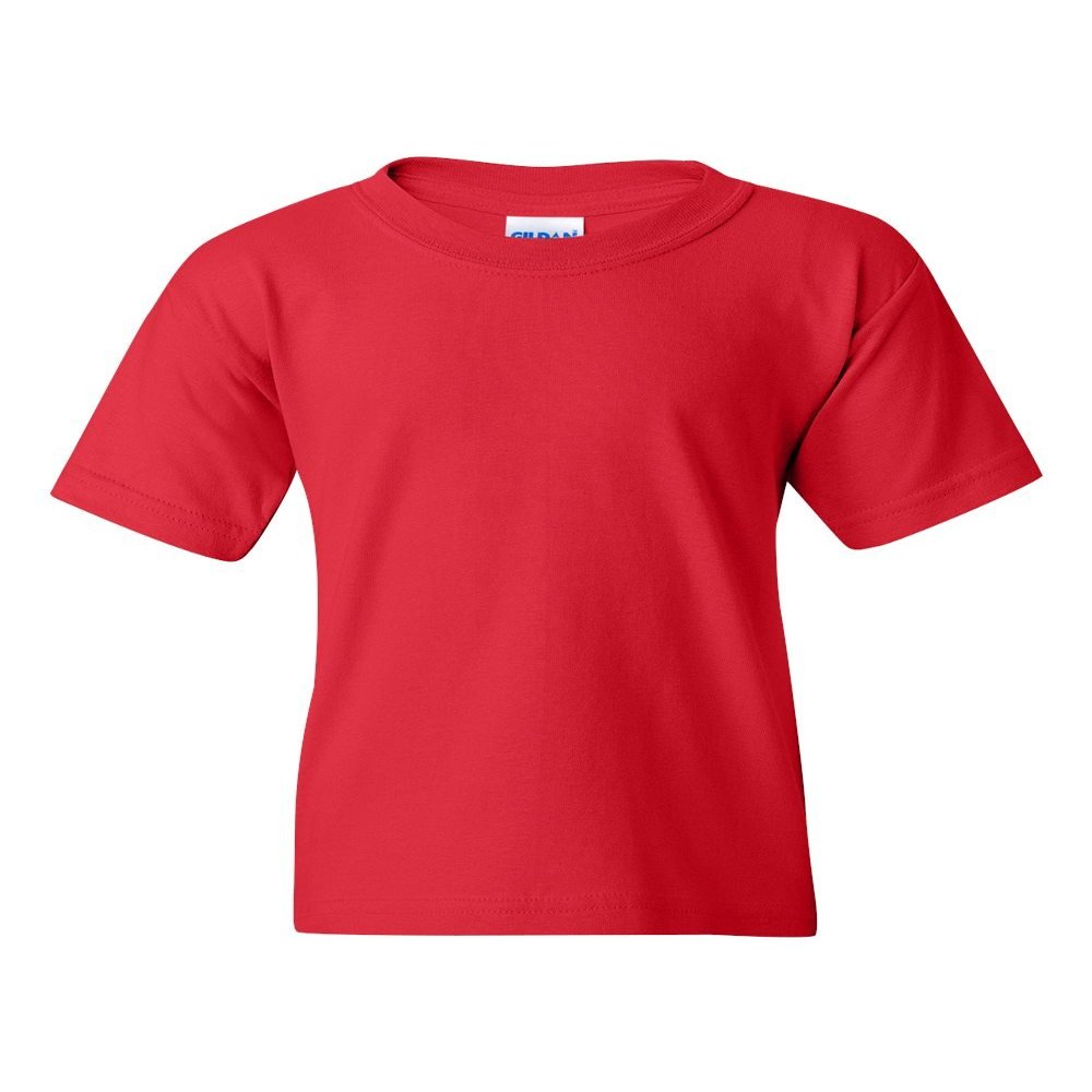 Gildan Kids' Big Heavy Cotton Youth T-Shirt, 2-Pack MED-Red-Sportgrey