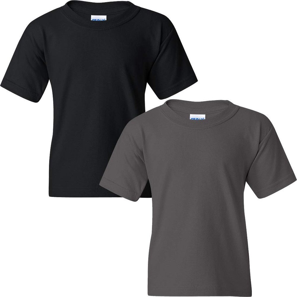 Gildan Kids' Big Heavy Cotton Youth T-Shirt, 2-Pack MED-Black-Charcoal