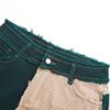 THUNDER STAR Womens Mid Rise Stretchy Patchwork Jeans Shorts Raw Frayed Hem Casual Denim Shorts Green XL view 3
