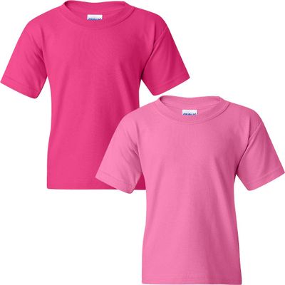 Gildan Kids' Big Heavy Cotton Youth T-Shirt, 2-Pack SML-Heliconia-Azalea