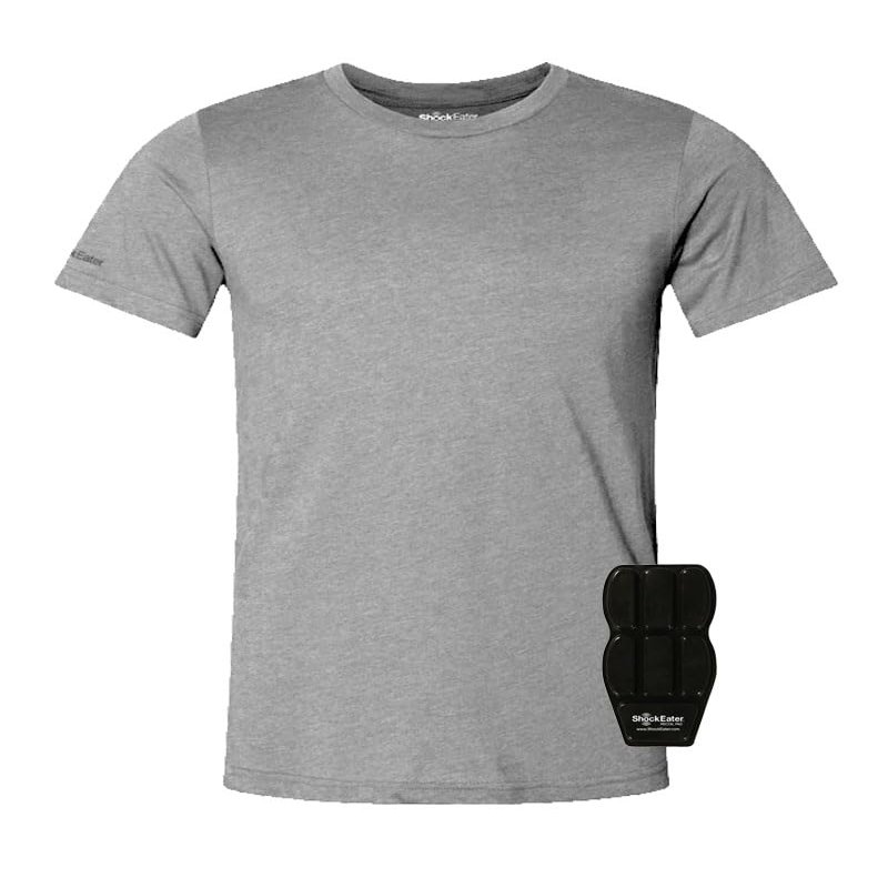 ShockEater Mens Classic Shooting Shirt, Short Sleeve, Small | Recoil Pad Included Grey