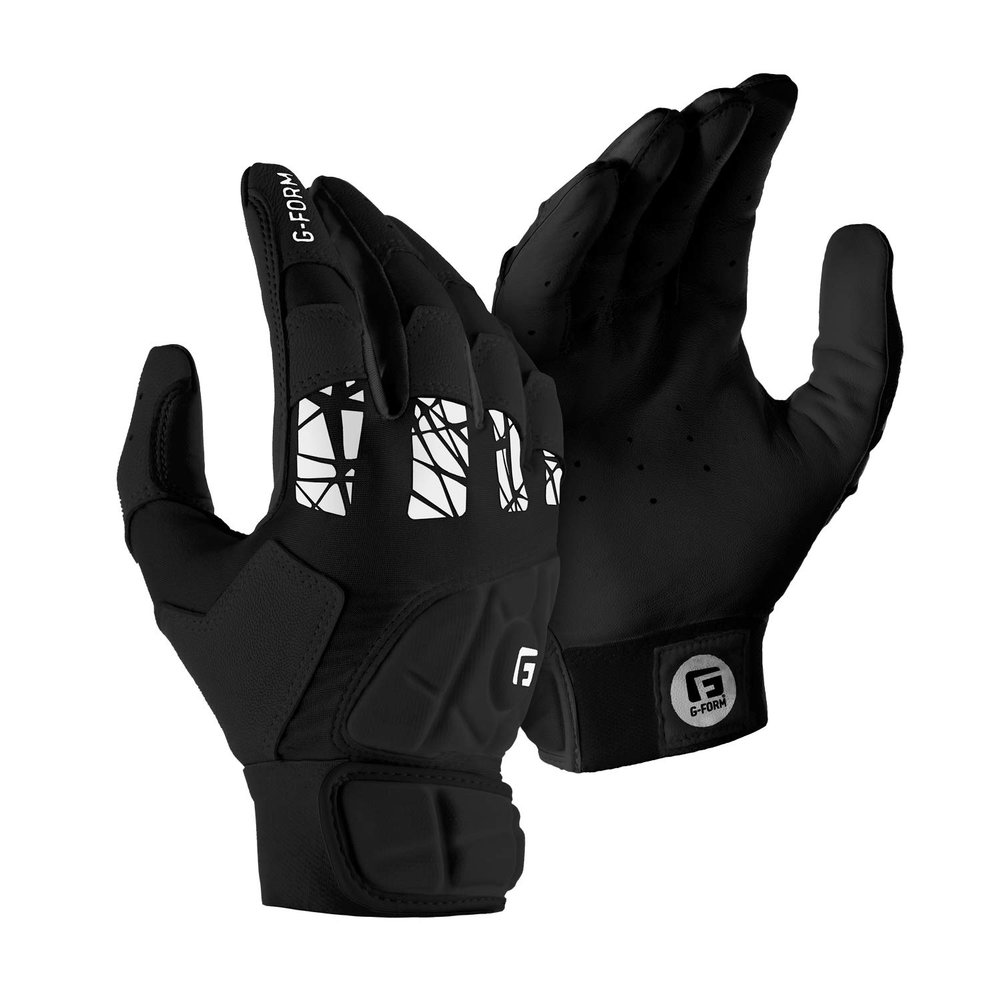 G-Form Youth Pure Contact Baseball Batting Gloves - Leather Baseball Gloves for Athletes - Black, Youth L/XL