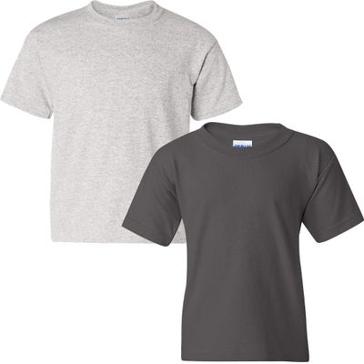 Gildan Kids' Big Heavy Cotton Youth T-Shirt, 2-Pack MED-Ash-Charcoal