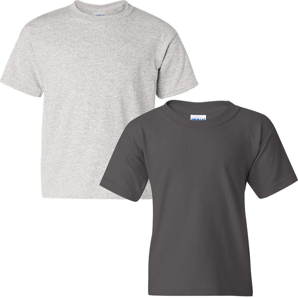Gildan Kids' Big Heavy Cotton Youth T-Shirt, 2-Pack MED-Ash-Charcoal