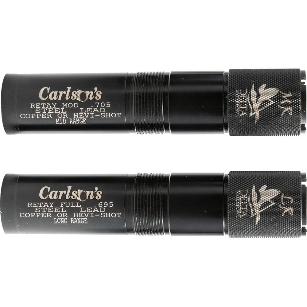Carlson's Choke Tubes 12 Gauge for Retay [ 2 Pack | Mid Range & Long Range ] Blued Steel | Delta Waterfowl Choke Tube | Made in USA