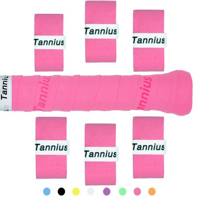 Tannius Tennis Racket Grip Tape, 9 Pack Dry Feel Tennis Grips, Absorbent and Enhanced Tennis Overgrip (6-Pack Pink)