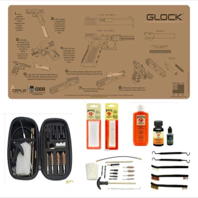 EDOG Range Warrior 27 Pc Gun Cleaning Kit - Compatible with All Glock Pistols - Instructional Step by Step Pistol Mat, Range Warrior Universal .22 9mm - .45 Kit & Tac Book Accessories Set