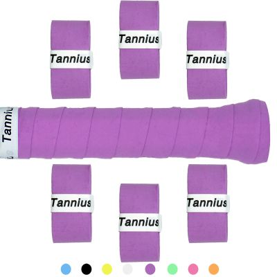 Tannius Tennis Racket Grip Tape, 9 Pack Dry Feel Tennis Grips, Absorbent and Enhanced Tennis Overgrip (6-Pack Purple)