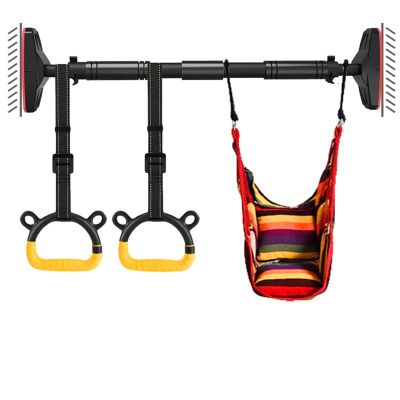 Pull-Up Bars Portable Wall-Mounted Horizontal Bar, Door Corridor Hanging Fitness Bar, with Children's Ring and Hammock, 70-150CM, Safe Load 300kg (Size : 70-96cm)